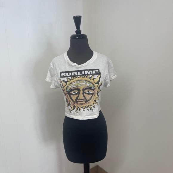Tops - Sublime Band T-Shirt Sun Logo Graphic White Crop Top 2022 Size XS